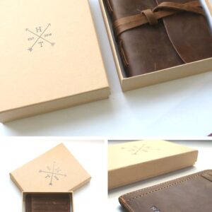 Premium leather wallet box with rigid cardboard construction