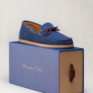 Blue drawer rigid shoe box, luxury packaging design.