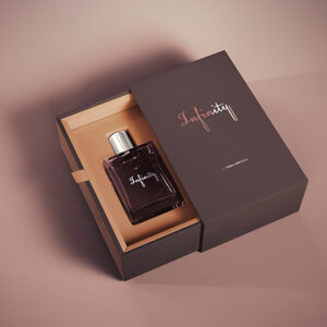 Elegant sliding drawer perfume box with a modern design, ideal for luxury fragrance packaging and high-end branding.